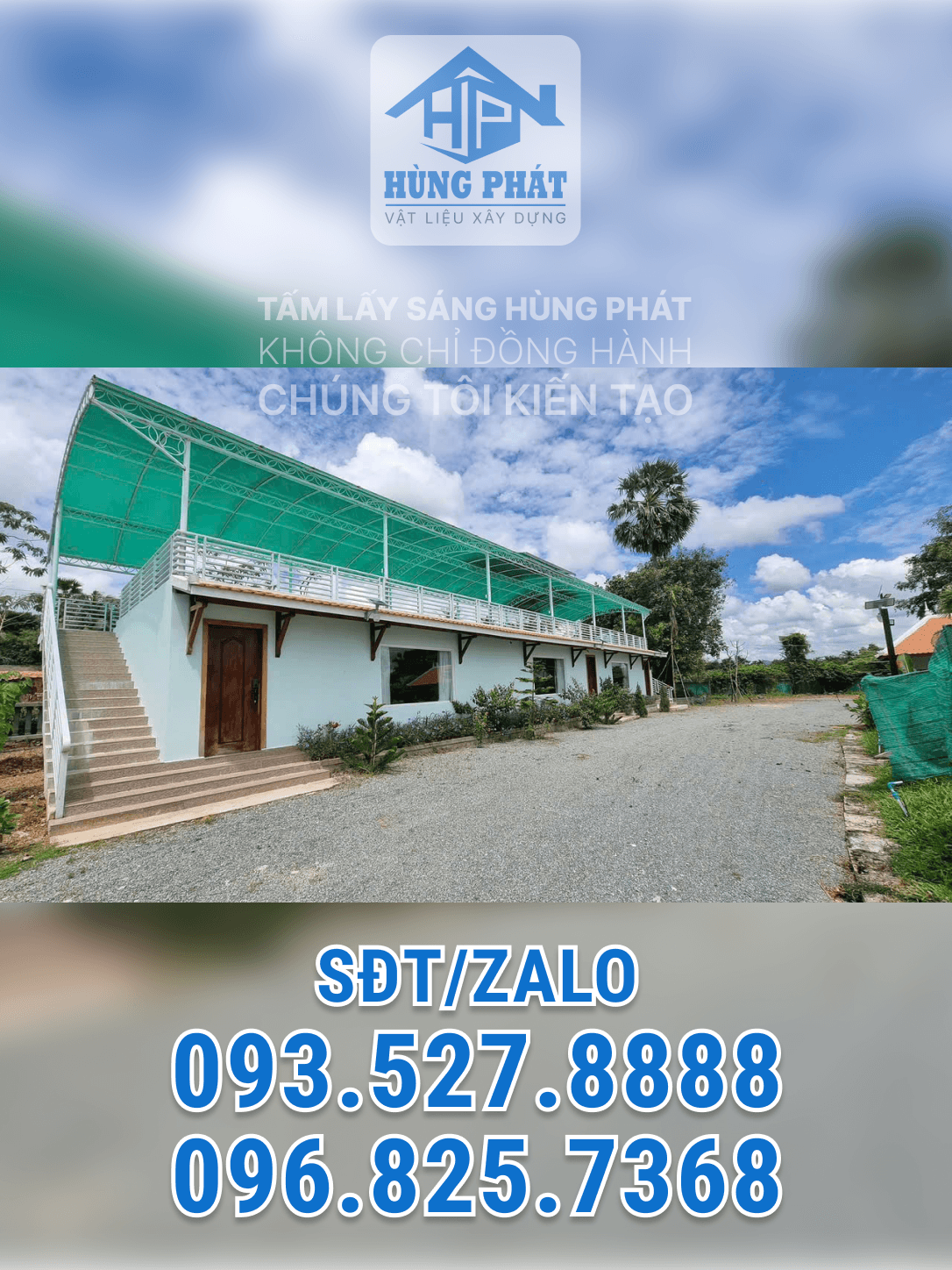 Thi công mái lợp poly rỗng tại Bình Dương – Hùng Phát