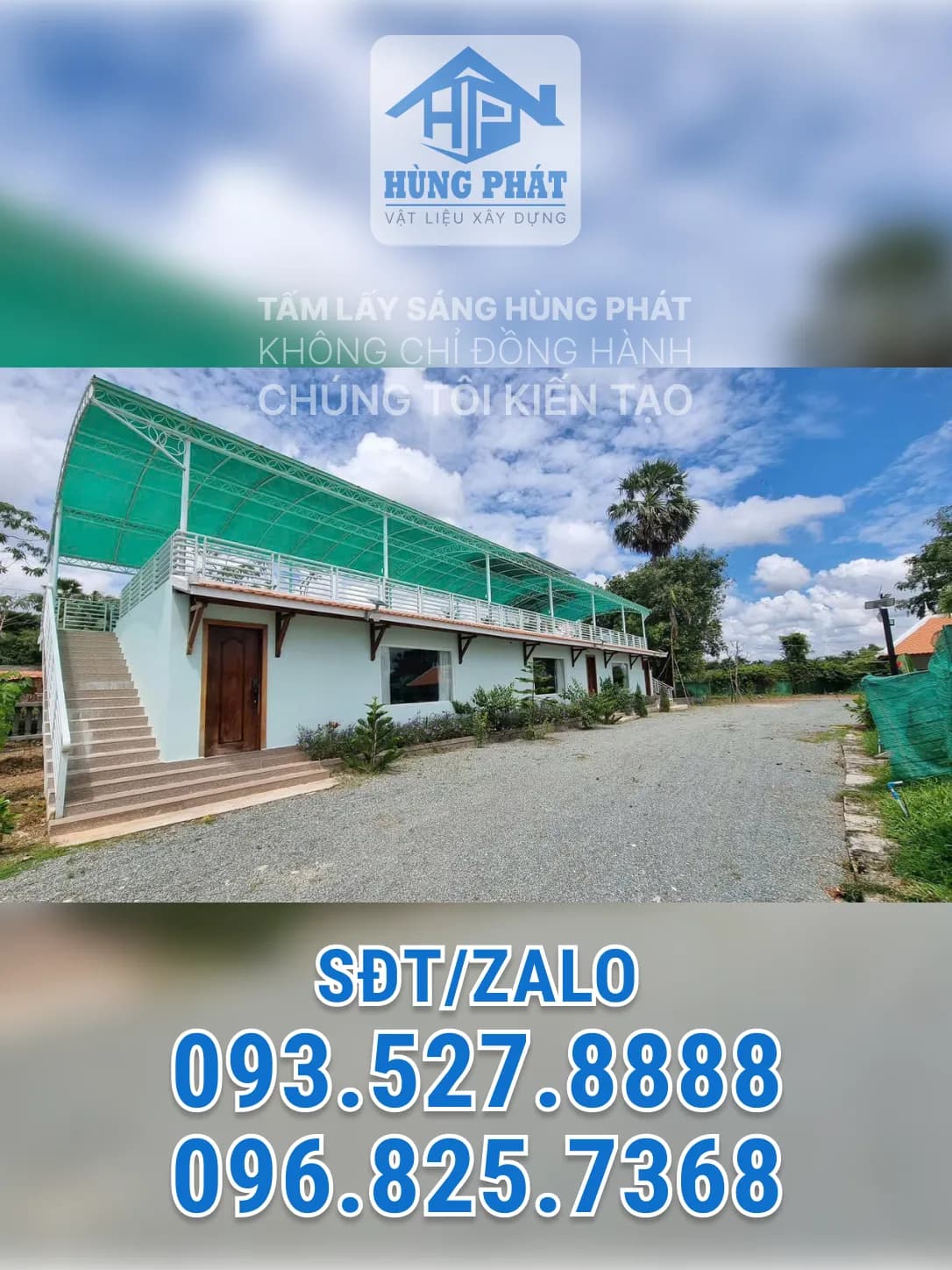 Thi công mái lợp poly rỗng tại Bình Dương – Hùng Phát