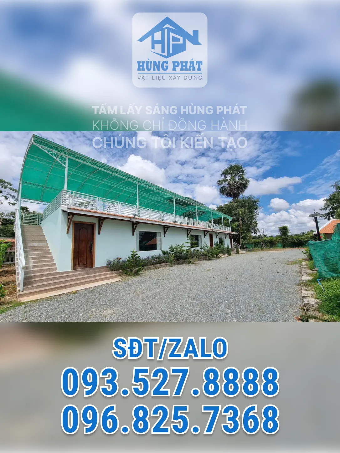 Thi công mái lợp poly rỗng tại Bình Dương – Hùng Phát